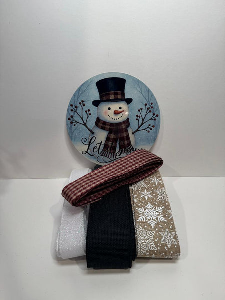 #794  Snowman Sign and Ribbon Bundle,  Holiday Sign and Ribbon Bundle, Wreath Center