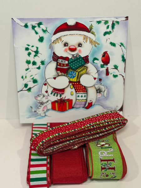 #789  Holiday Sign and Ribbon Bundle, Wreath Center