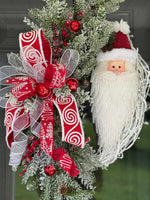 Whimsical Santa Wreath, Christmas Grapevine Wreath, Inside Wreath, Holiday Design