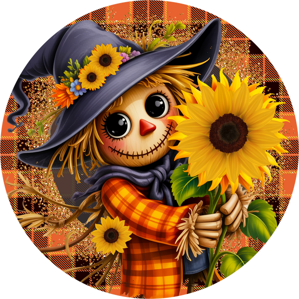 Scarecrow Sign,  Metal Sign, Wreath Sign, Wreath Center