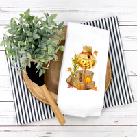 Scarecrow and Hay Bale Tea Towel, Fall Tea Towel, Fall Kitchen Décor, Fall Party Décor