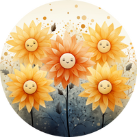 Smiling Sunflower Metal Sign, Wreath Sign, Wreath Center, Wreath Attachment