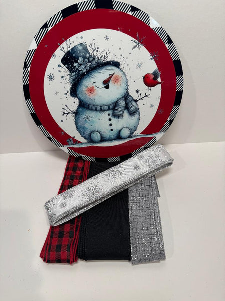 #813 Snowman Sign and Ribbon Bundle,  Holiday Sign, Holiday Ribbon