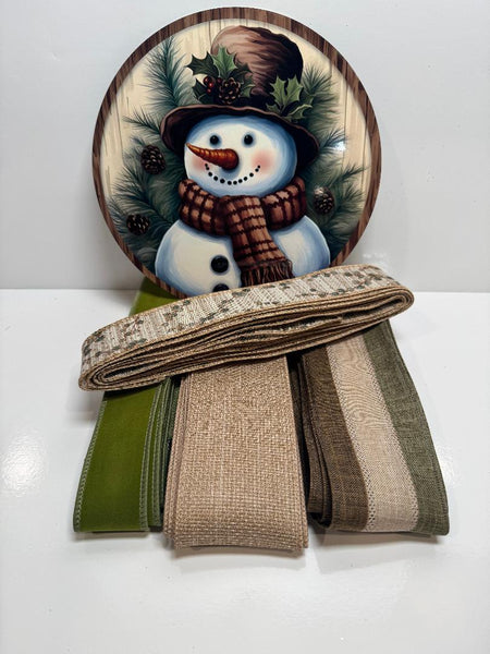 #800 Snowman Sign and Ribbon Bundle,  Winter Sign, Holiday Ribbon