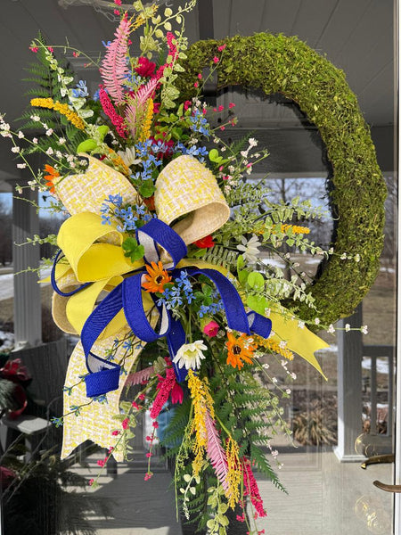 Spring Floral Wreath,  Front Door Décor, Designer Wreath