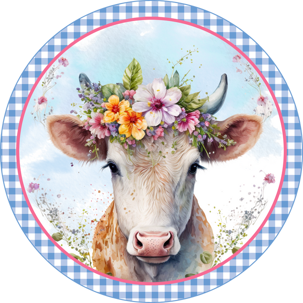 Sweet Spring Cow Sign, Whimsical, Wreath Sign, Wreath Center