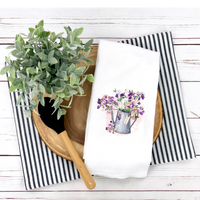 Sweet Pea Floral Tea Towel, Spring Tea Towel, Kitchen Décor, Hostess Gift