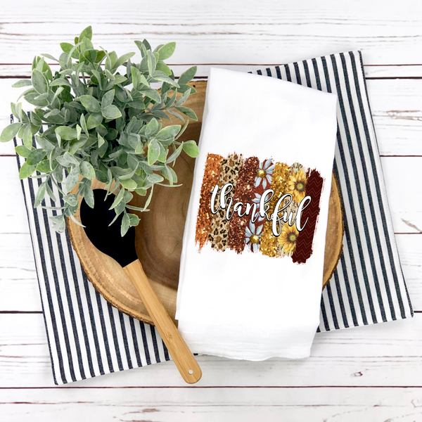 Thankful Brush Stroke Tea Towel, Fall Tea Towel, Fall Kitchen Décor, Fall Party Décor