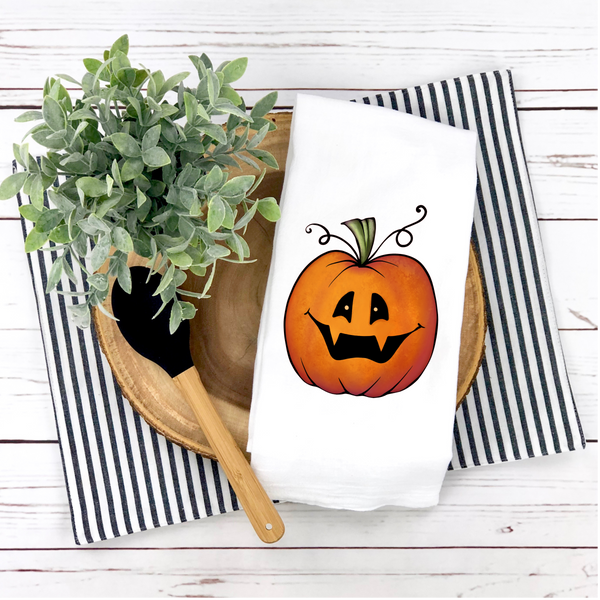 Vampire Pumpkin Halloween Tea Towel, Halloween Kitchen Décor, Halloween Party Décor