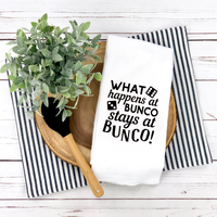 Bunco Tea Towel, What Happens At Bunco Tea Towel, Kitchen Décor, Hostess Gift