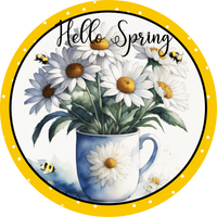 Hello Spring-Summer Sign, Wreath Attachment, Wreath Sign, Wreath Center