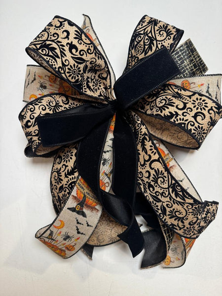 #1037 Halloween Bow, Lantern Bow, Wreath Bow