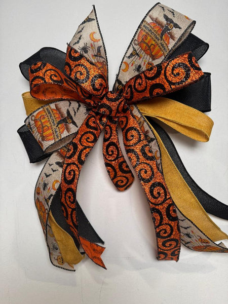 #1004 Halloween Bow, Lantern Bow, Wreath Bow