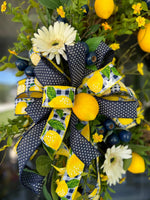 Lemon Wreath, Lemon Summer Decor, Navy Lemon Decor