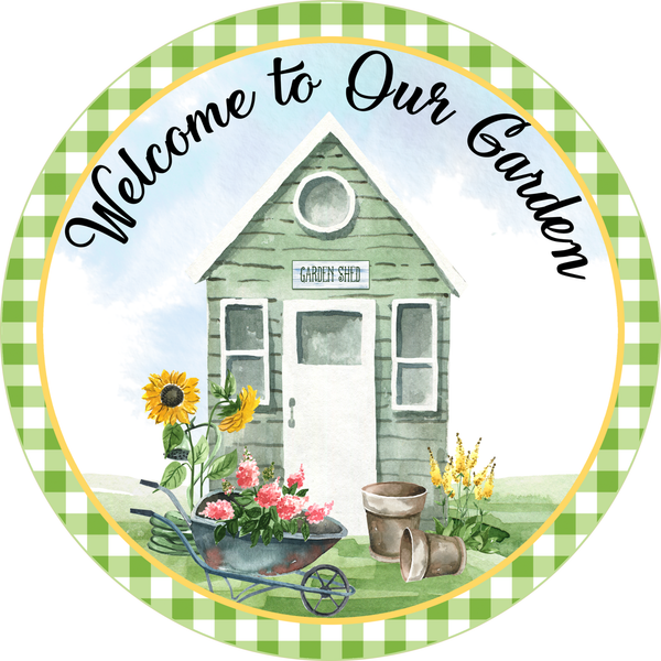 Welcome To Our Garden Sign, Wreath Sign, Wreath Center, Wreath Attachment