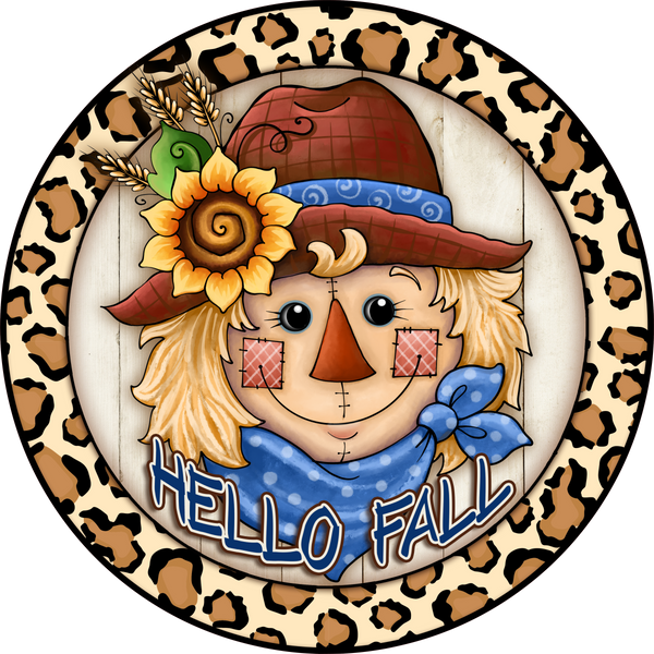 #13 Hello Fall Sign, Cheetah Design, Scarecrow, Pumpkins, Wreath Sign, Wreath Center, Wreath Attachment