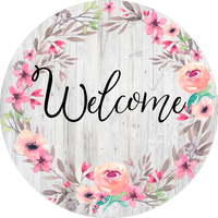 Welcome Sign, Spring Flowers, Wreath Attachment, Wreath Sign