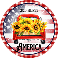 God Bless America, Patriotic -Summer Sign, Wreath Center, Wreath Attachment