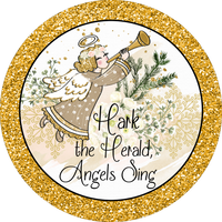 Angel Sign, Hark the Herald, Holiday Sign Christmas Sign, Wreath Sign, Wreath Center