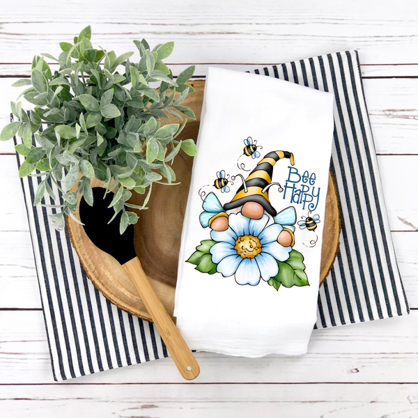 Bee Happy Tea Towel, Bumble Bee, Summer Tea Towel, Summer Kitchen