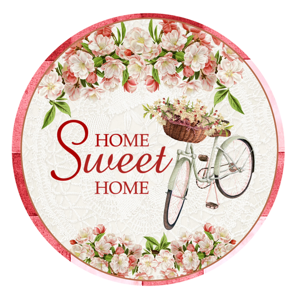 Home Sweet Home Sign,  Spring Flowers, Wreath Attachment, Wreath Sign