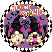 Welcome Spookies Sign, Halloween Sign, Gnome Sign,Wreath Sign, Wreath Center, Wreath Attachment