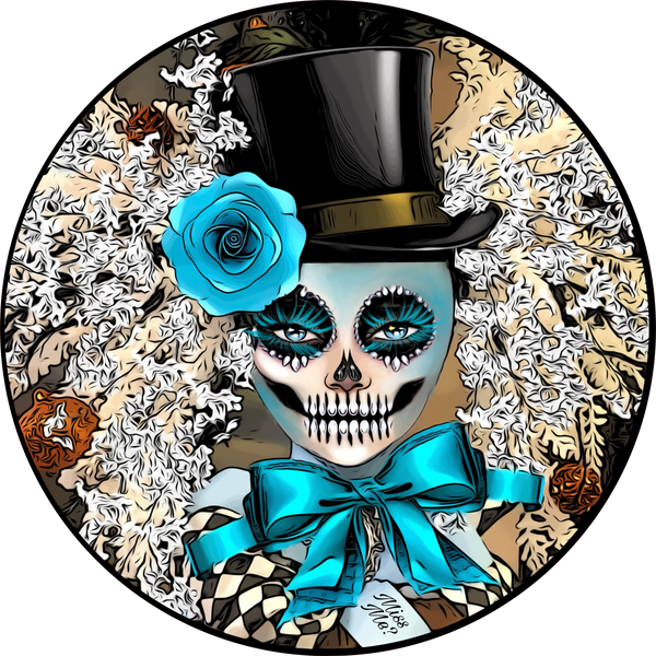 Blue Skull Sign, Wreath Sign, Wreath Center, Wreath Attachment