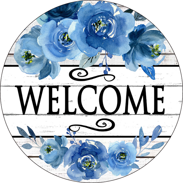 Blue Roses Welcome Sign, Wreath Supplies, Wreath Center, Wreath Attachment