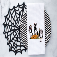 Black Cat Tea Towel, Halloween Tea Towel, Halloween Kitchen Décor, Halloween Party Décor