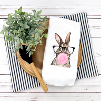 Rabbit Design, Whimsical Tea Towel,  Spring Summer Tea Towel, Spring Summer Kitchen Décor, Hostess Gift