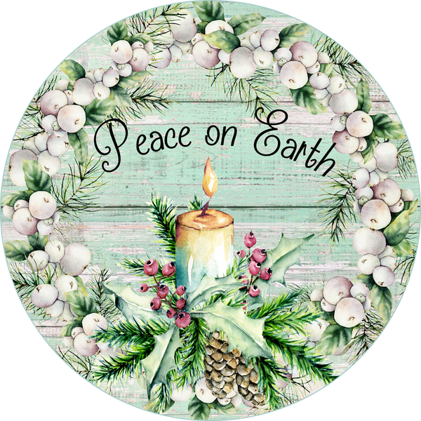 Peace on Earth Sign, Holiday Sign. Christmas Sign, Wreath Sign, Wreath Center