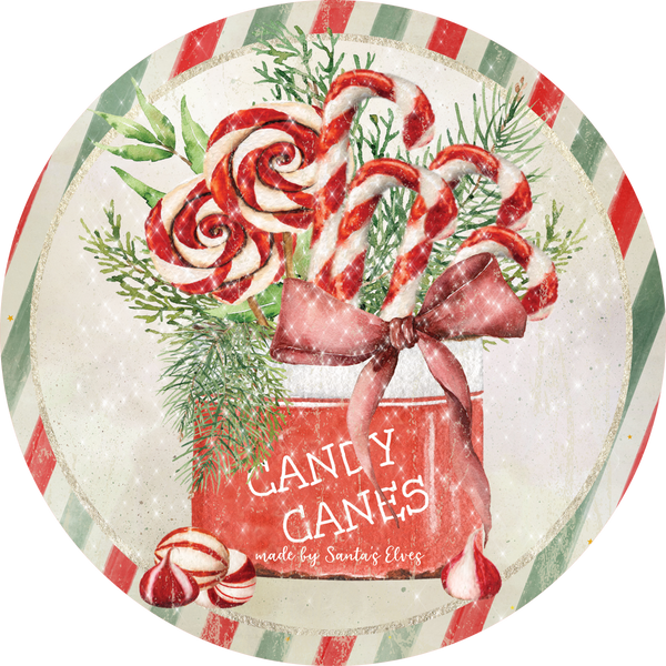 Candy Cane Sign, Holiday Sign, Christmas Sign, Wreath Center