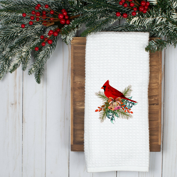 Cardinal Tea Towel,  Holiday Tea Towel, Christmas Kitchen Décor, Christmas Party Décor