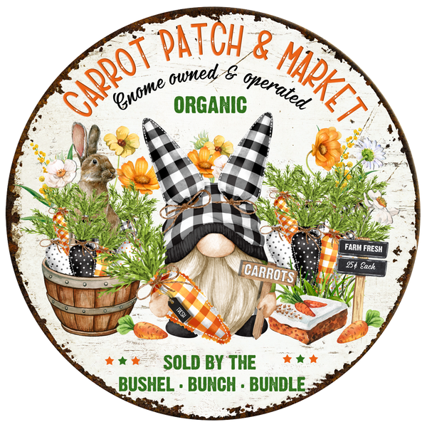 Carrot Patch & Market Sign, Vintage Design, Rustic Design, Easter Gnome, Spring Easter Design, Wreath Center, Wreath Attachment