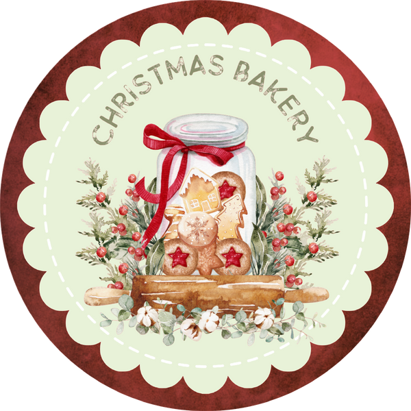 Christmas Bakery, Holiday Baking, Holiday Sign, Wreath Center, Wreath Attachment