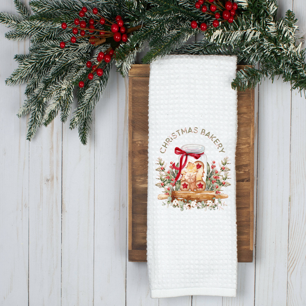 Christmas Bakery Design, Holiday Tea Towel, Christmas Kitchen Décor, Christmas Party Décor, Hostess Holiday Gift