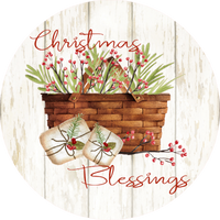 Christmas Blessings, Holiday Sign, Wreath Center, Wreath Attachment