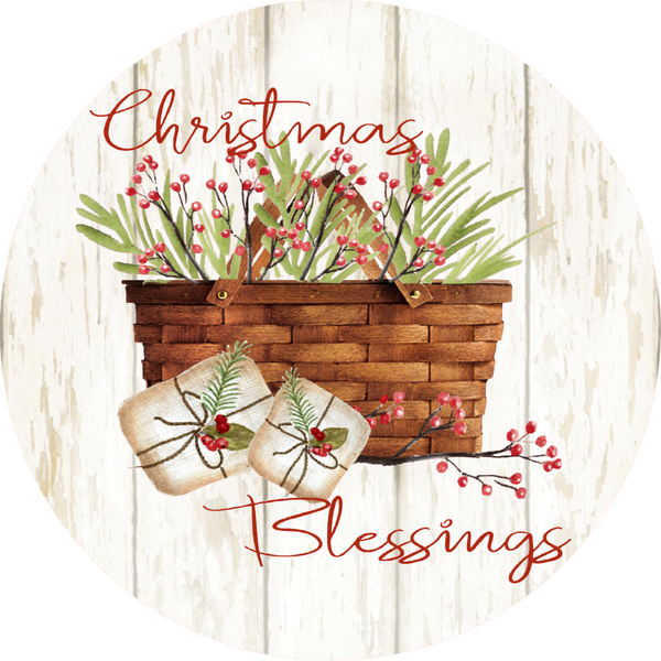 Christmas Blessings, Holiday Sign, Wreath Center, Wreath Attachment