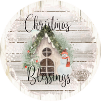 Christmas Blessings Cottage,  Christmas Sign, Holiday Sign, Wreath Center, Wreath Attachment