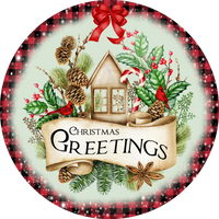 Christmas Greetings, Holiday Sign, Wreath Center, Wreath Attachment