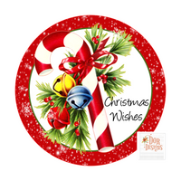 Christmas Wishes, Candy Cane, Bells,Wreath Sign, Wreath Supplies, Wreath Center