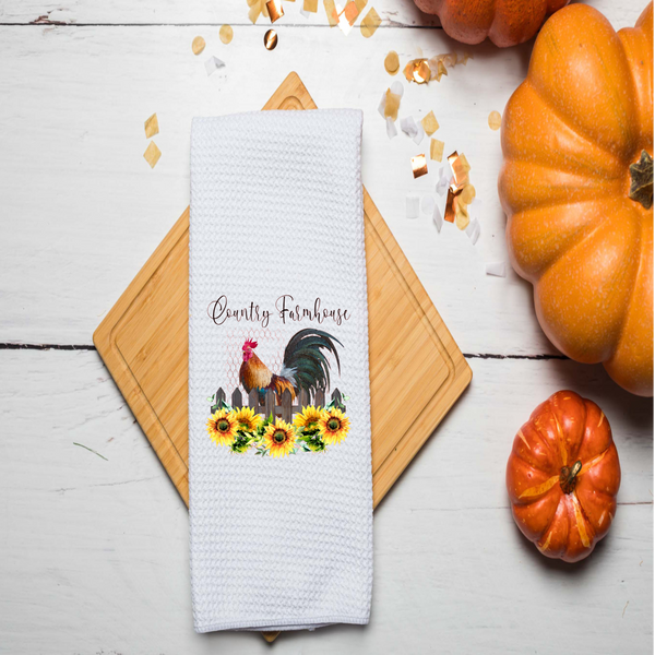 Country Farmhouse, Rooster, Fall Tea Towel, Fall Kitchen Décor, Fall Party Décor