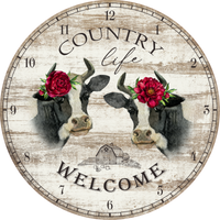 County Life Sign, Welcome Sign, Cows, Farmhouse Design, Wreath Sign, Wreath Center, Wreath Attachment