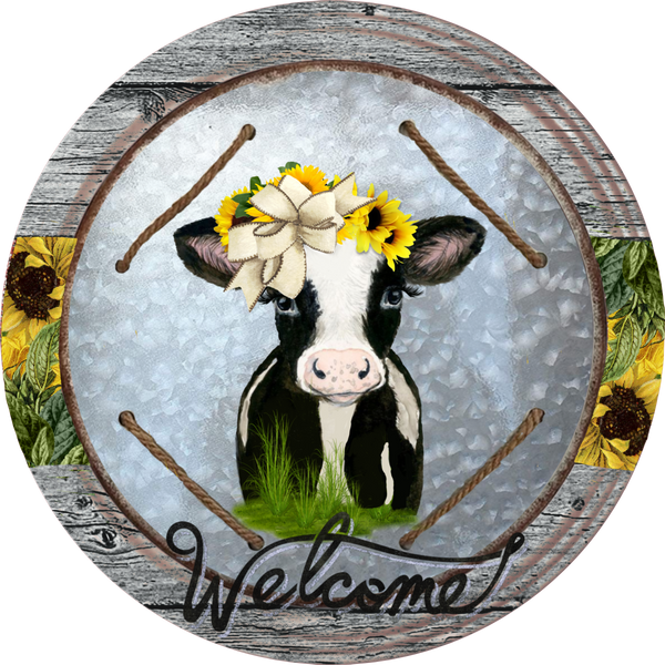 Welcome Cow Sign, Wreath Center, Wreath Attachment, Wreath Sign