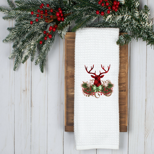 Deer Design, Holiday Tea Towel, Christmas Kitchen Décor, Christmas Party Décor