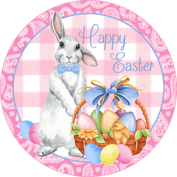 Happy Easter, Easter Bunny, Easter Basket, Wreath Center, Wreath Attachment, Door Décor