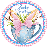 Easter Cup Sign, Easter Sign, Wreath Attachment, Wreath Sign