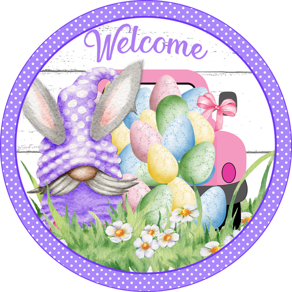 Easter Gnome Bunny Truck Sign, Easter Eggs, Wreath Supplies, Wreath Center, Wreath Attachment
