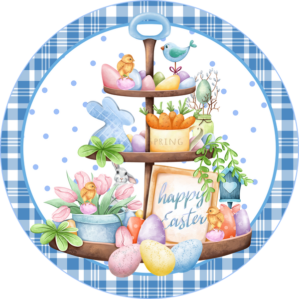 Easter Tiered Tray Sign, Happy Easter Sign,  Wreath Center, Wreath Attachment