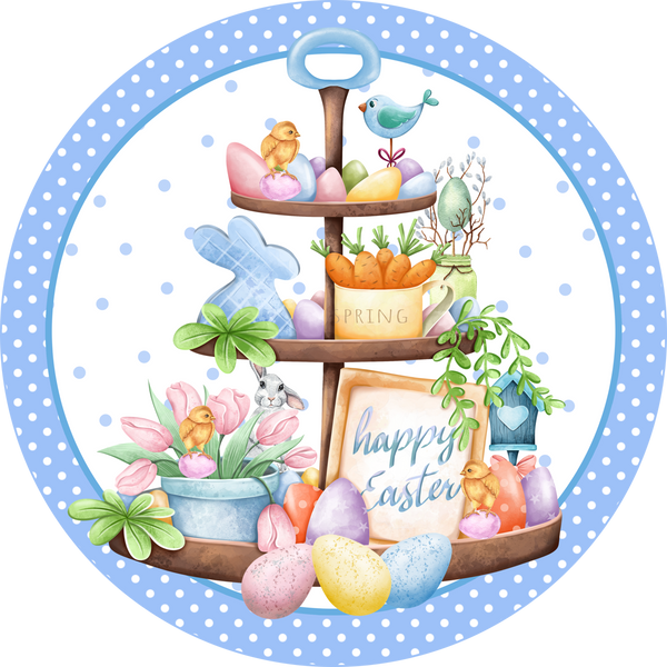 Easter Tiered Tray Sign, Happy Easter Sign,  Wreath Center, Wreath Attachment
